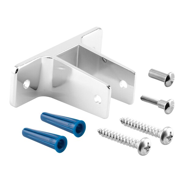 Two Ear Wall Bracket, For 1/2 in. Panels, Zinc Alloy, Chrome Plated Finish (Single Pack)